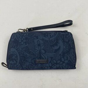 Sakroots Wristlet Wallet Navy Floral Zip Around Card Slots Cell Phone Travel
